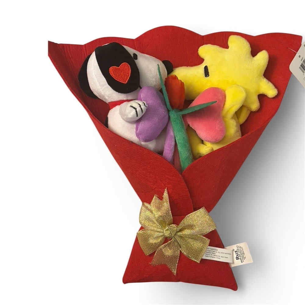 SNOOPY & WOODSTOCK Peanuts 13" Plush Valentine's Day Bouquet 2026 New - Picture 1 of 2